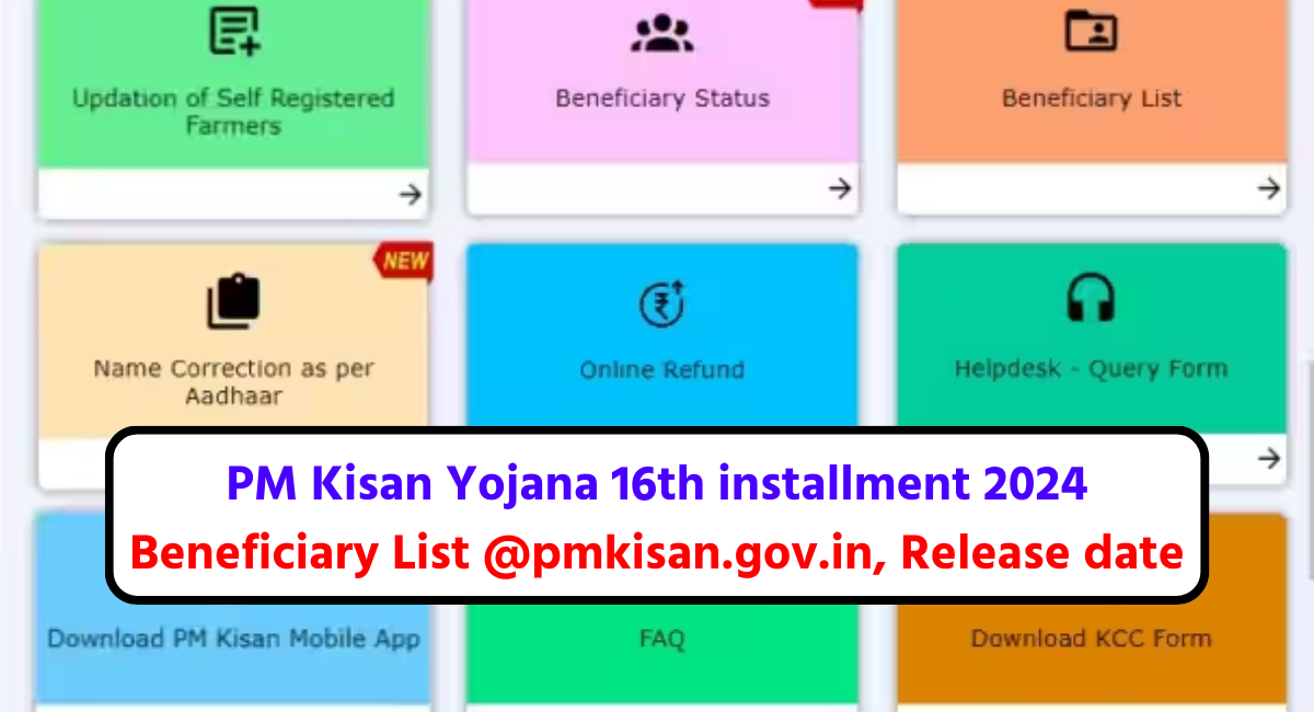 PM Kisan Yojana 16th installment 2024 : Beneficiary List @pmkisan.gov.in, Release date