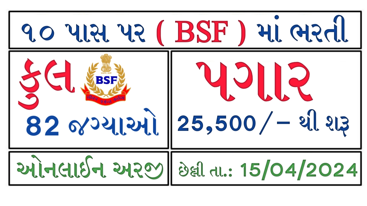BSF Recruitment 2024: Notification For 82 Post