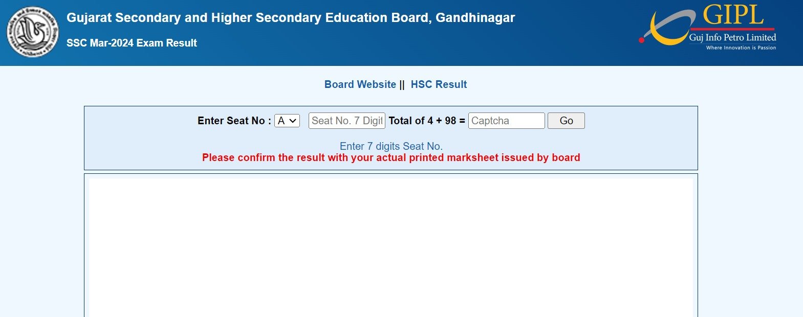 GSEB 10th Result Link