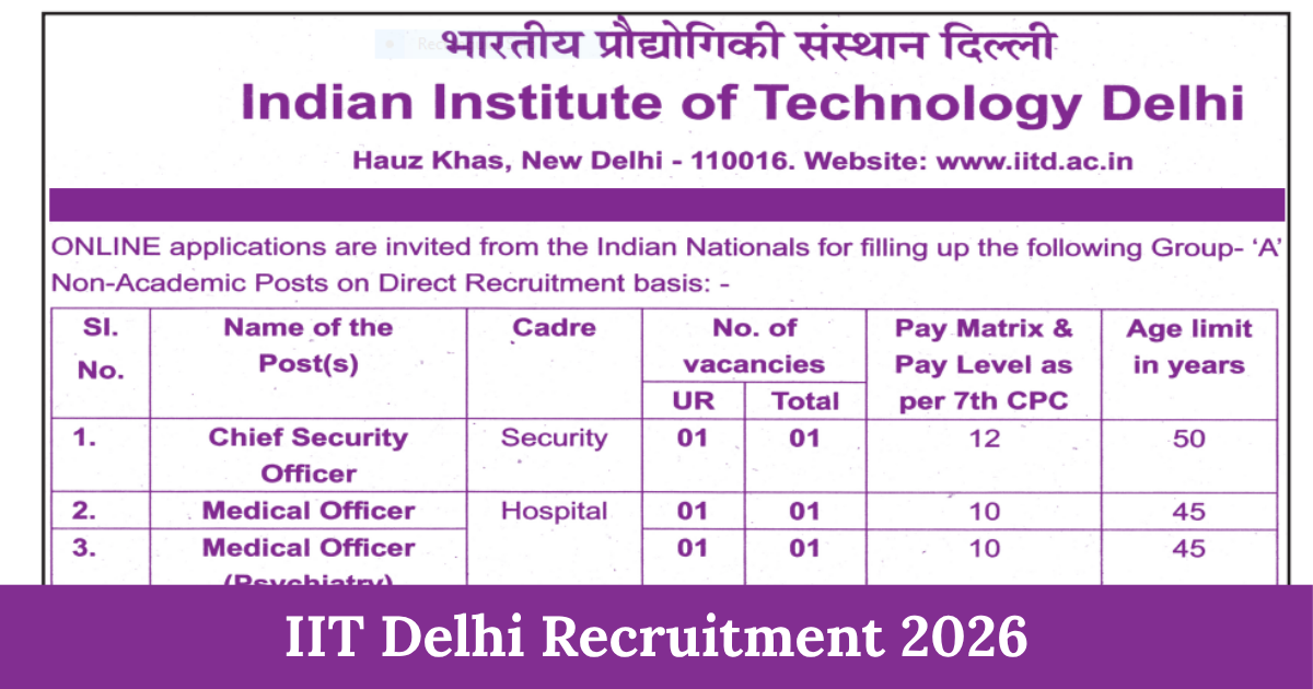 IIT Delhi Recruitment 2026