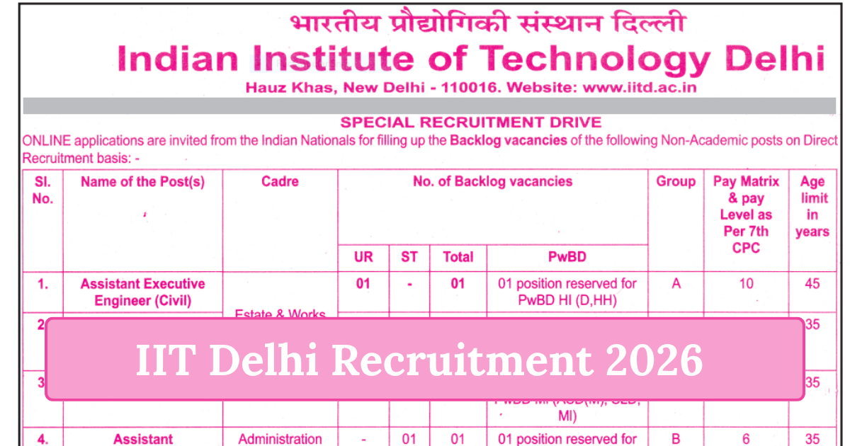 IIT Delhi Recruitment 2026
