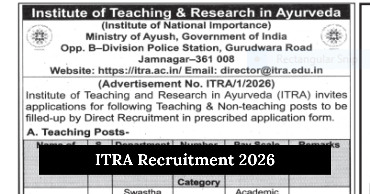 ITRA Recruitment 2026