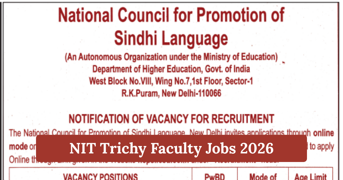 NIT Trichy Faculty Jobs 2026