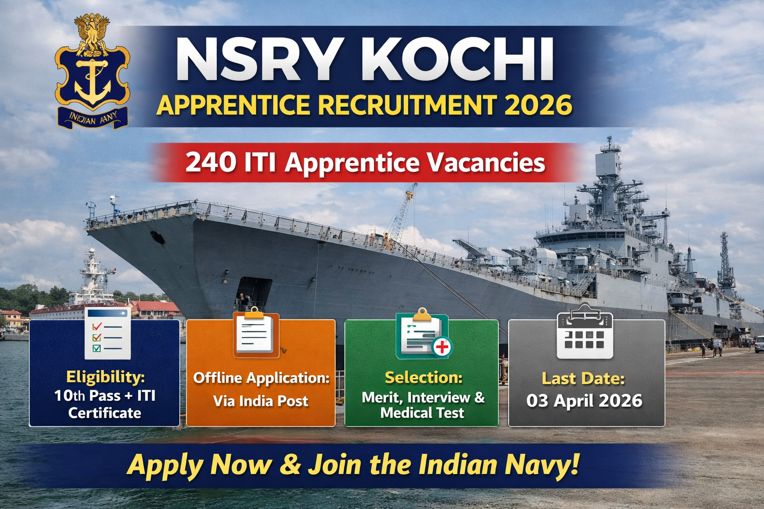 Naval Ship Repair Yard Kochi Apprentice Recruitment 2026