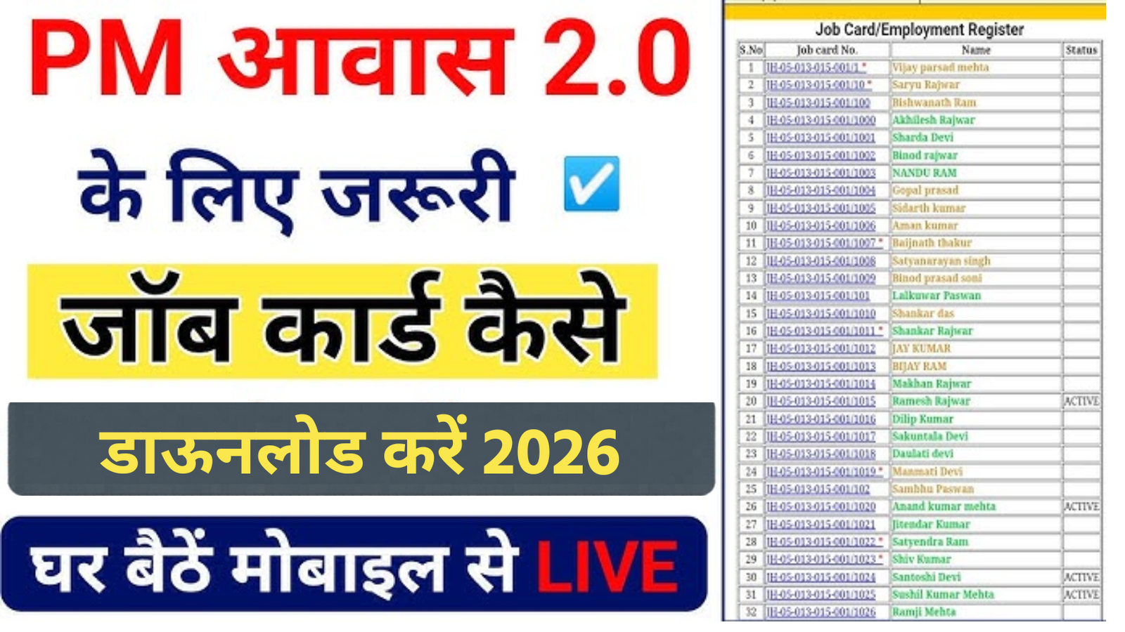 PM Awas Yojana Job Card New List 2026
