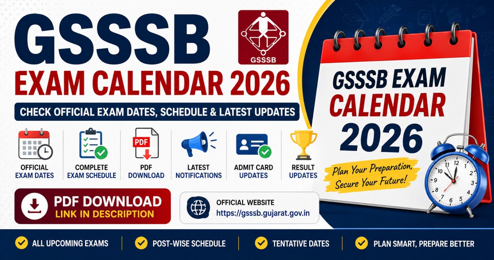 GSSSB Exam Calendar 2026 PDF Download